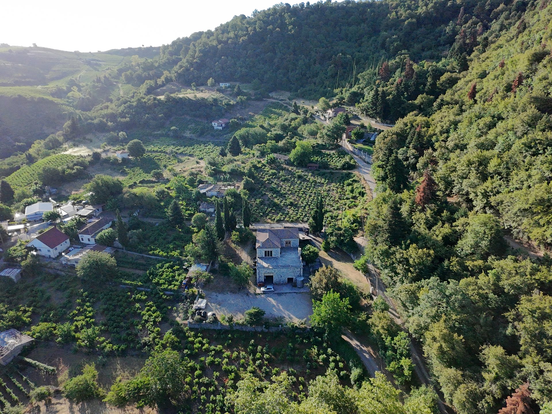 Aerial view of the winery